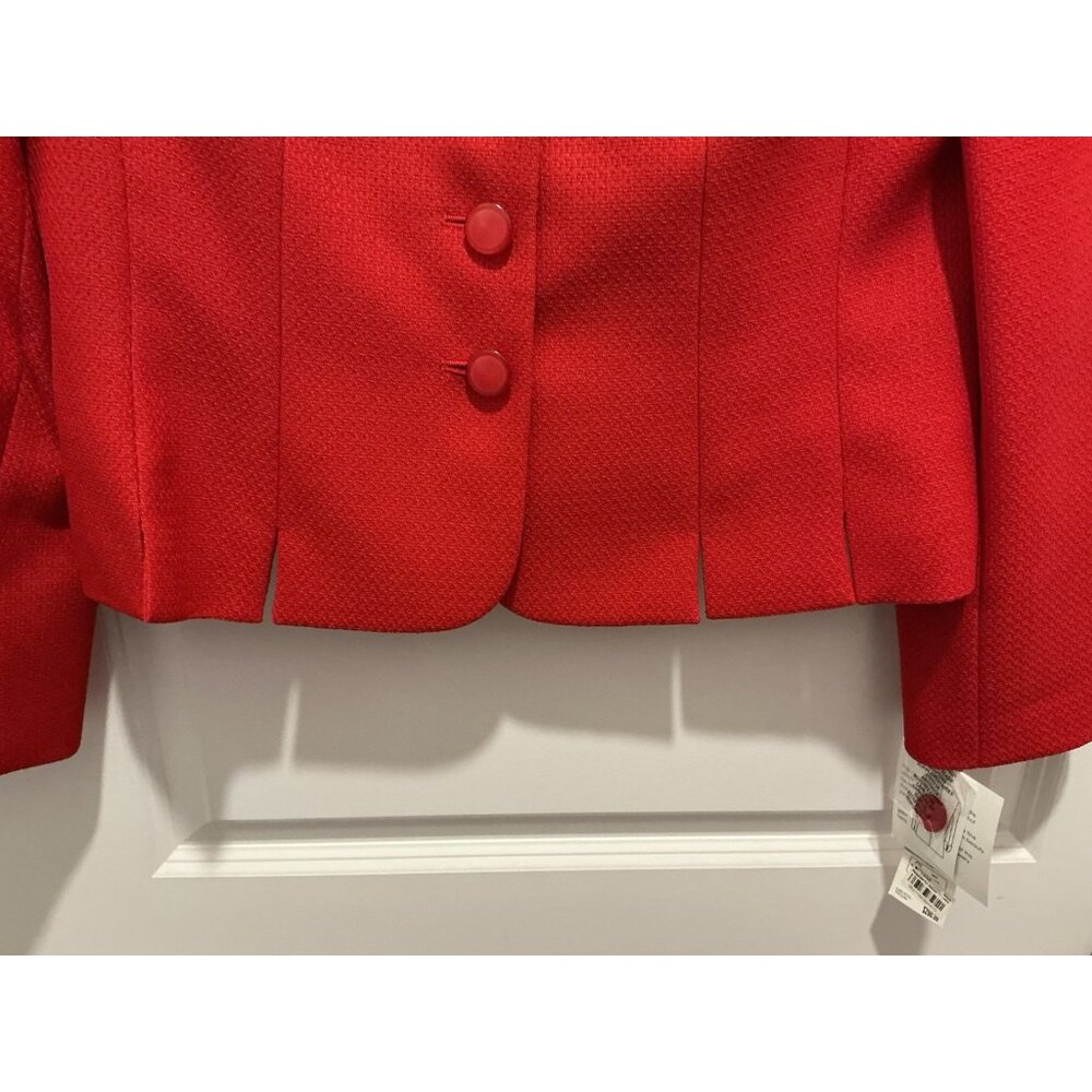 Suit Studio Skirt Set Size 12 Red Jacquard 4 Button Jacket NWT - Picture 4 of 16